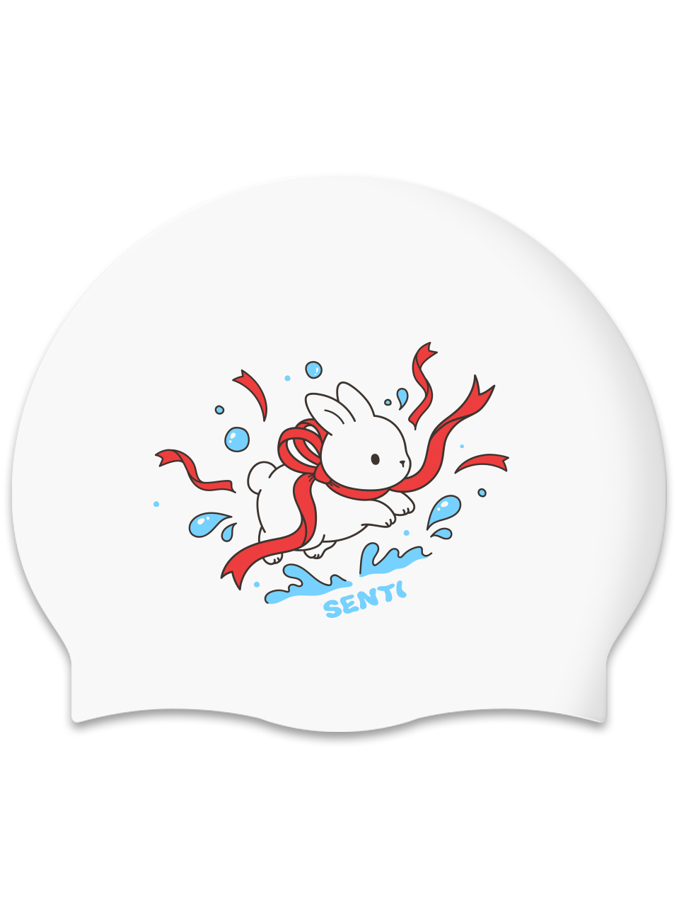 [SC-2532] Water Rabbit WH Silicone Swimming Cap