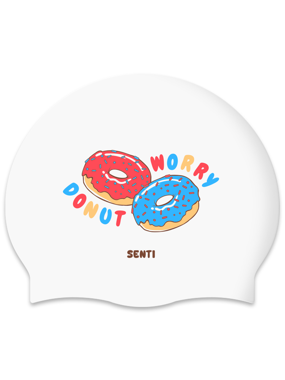 [SC-2512] Donut Worry WH Silicone Swimming Cap