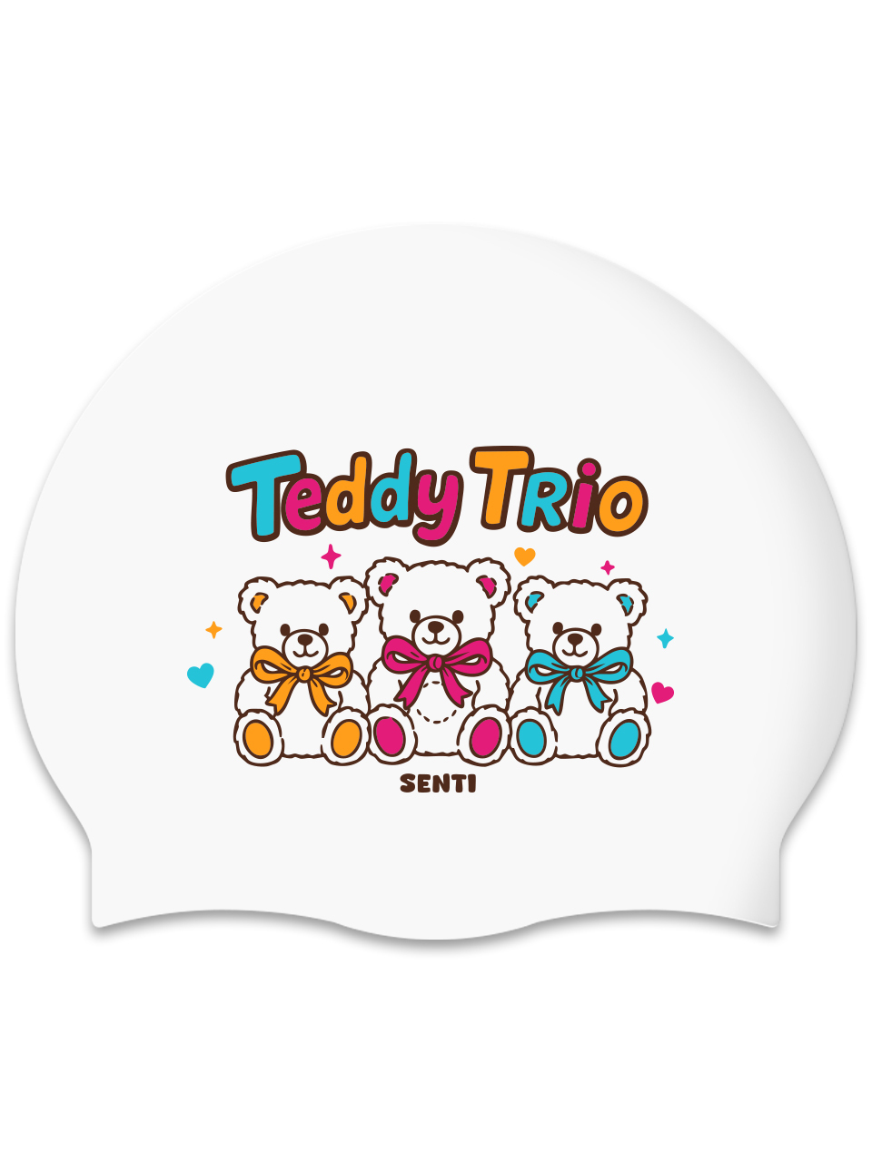 [SC-2519] Teddy Trio WH Silicone Swimming Cap