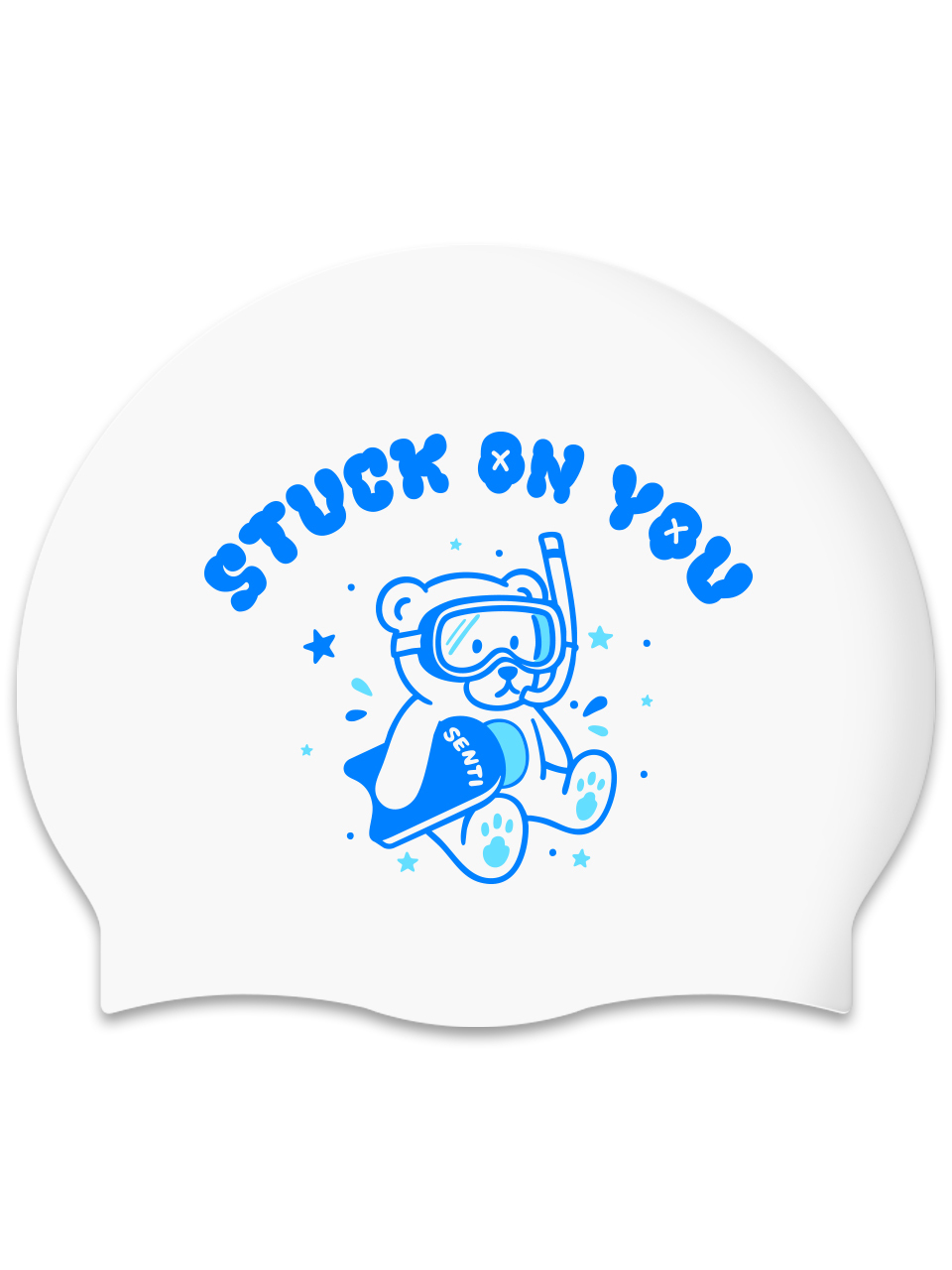 [SC-2522] Snorkel Bear WH Silicone Swimming Cap