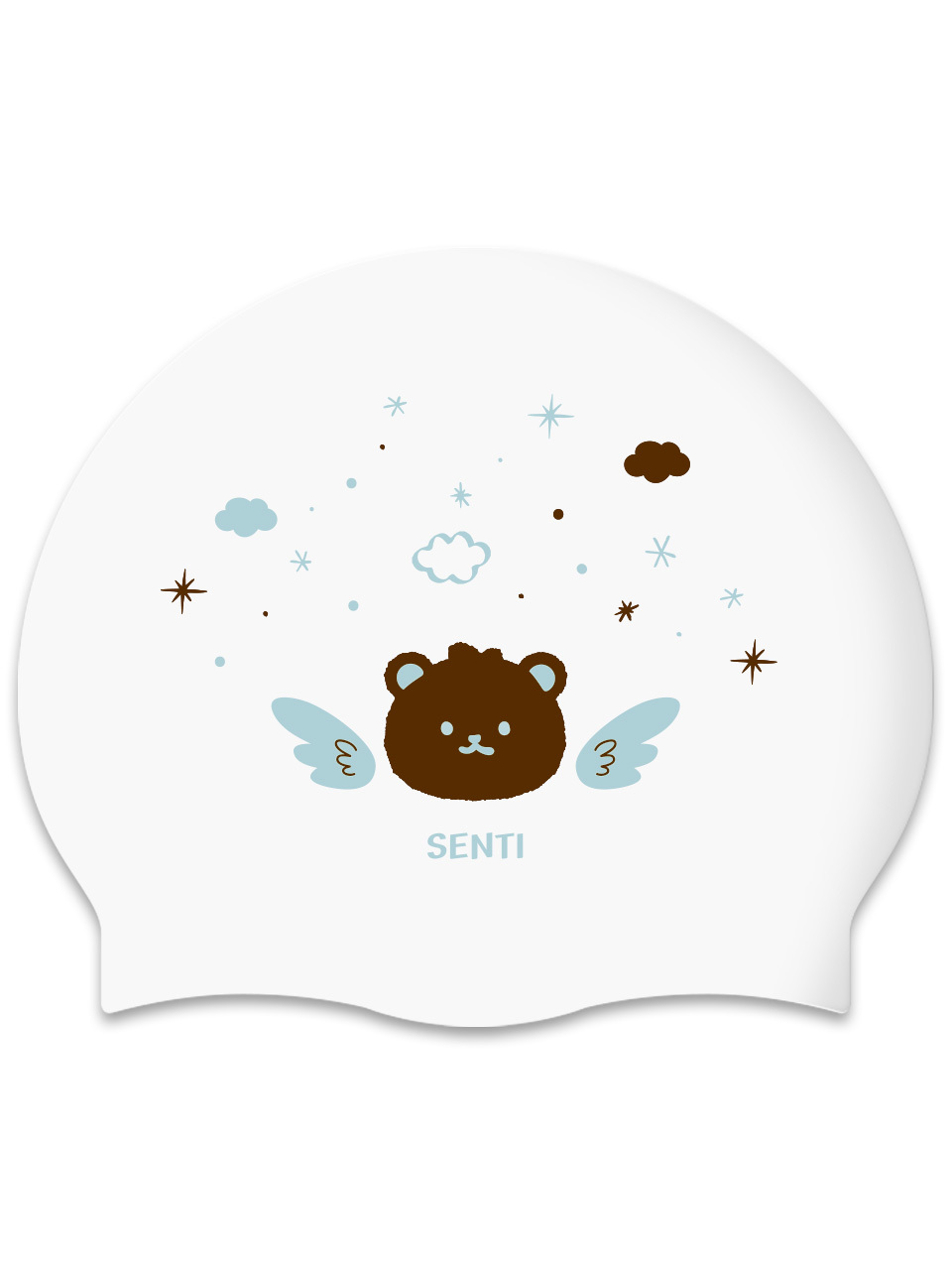 [SC-2545] Mincho Bear WH Silicone Swimming Cap