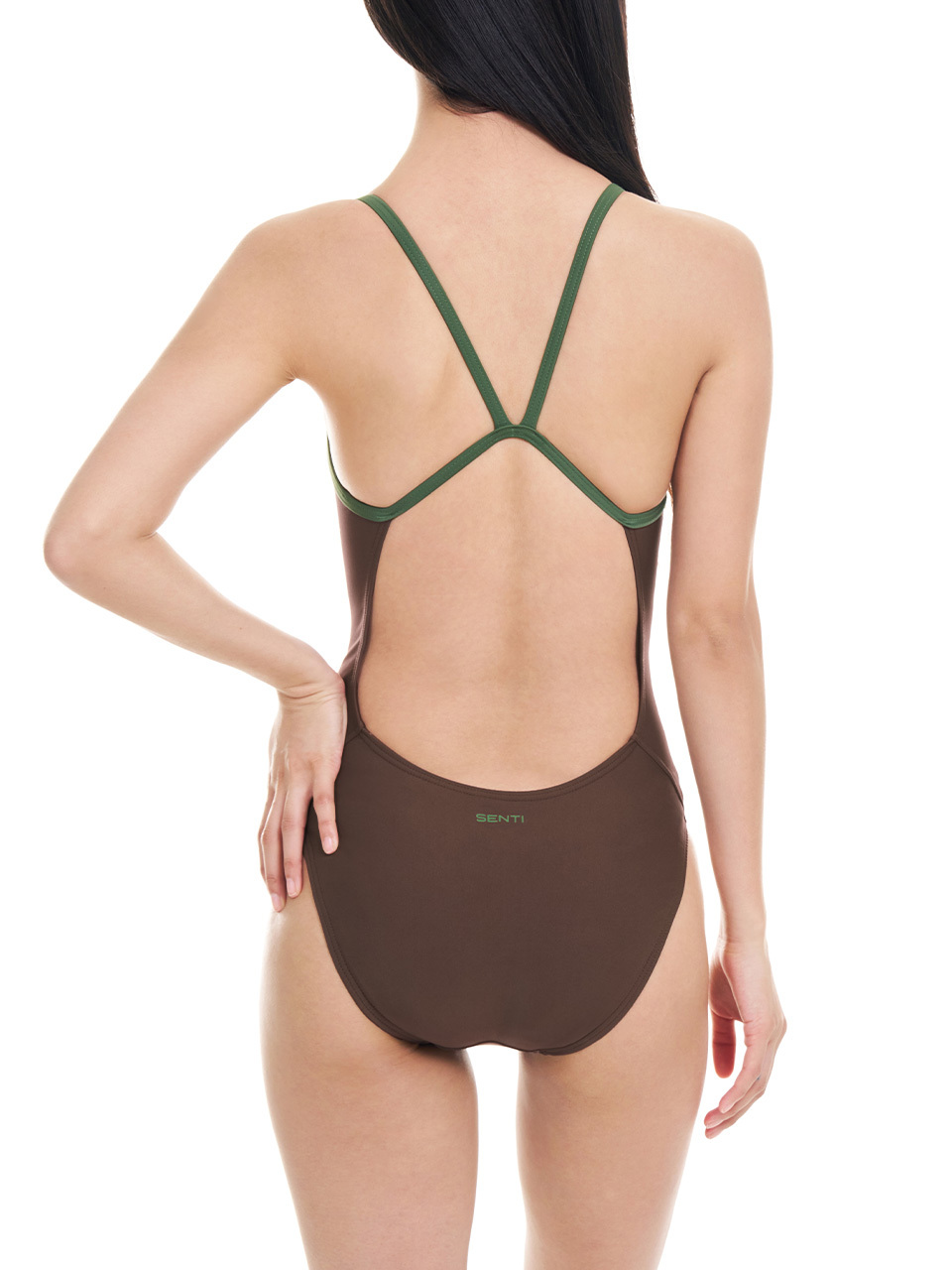 [WSM-3102] Palette Cocoa-Matcha Single Back Semi-cut One-piece