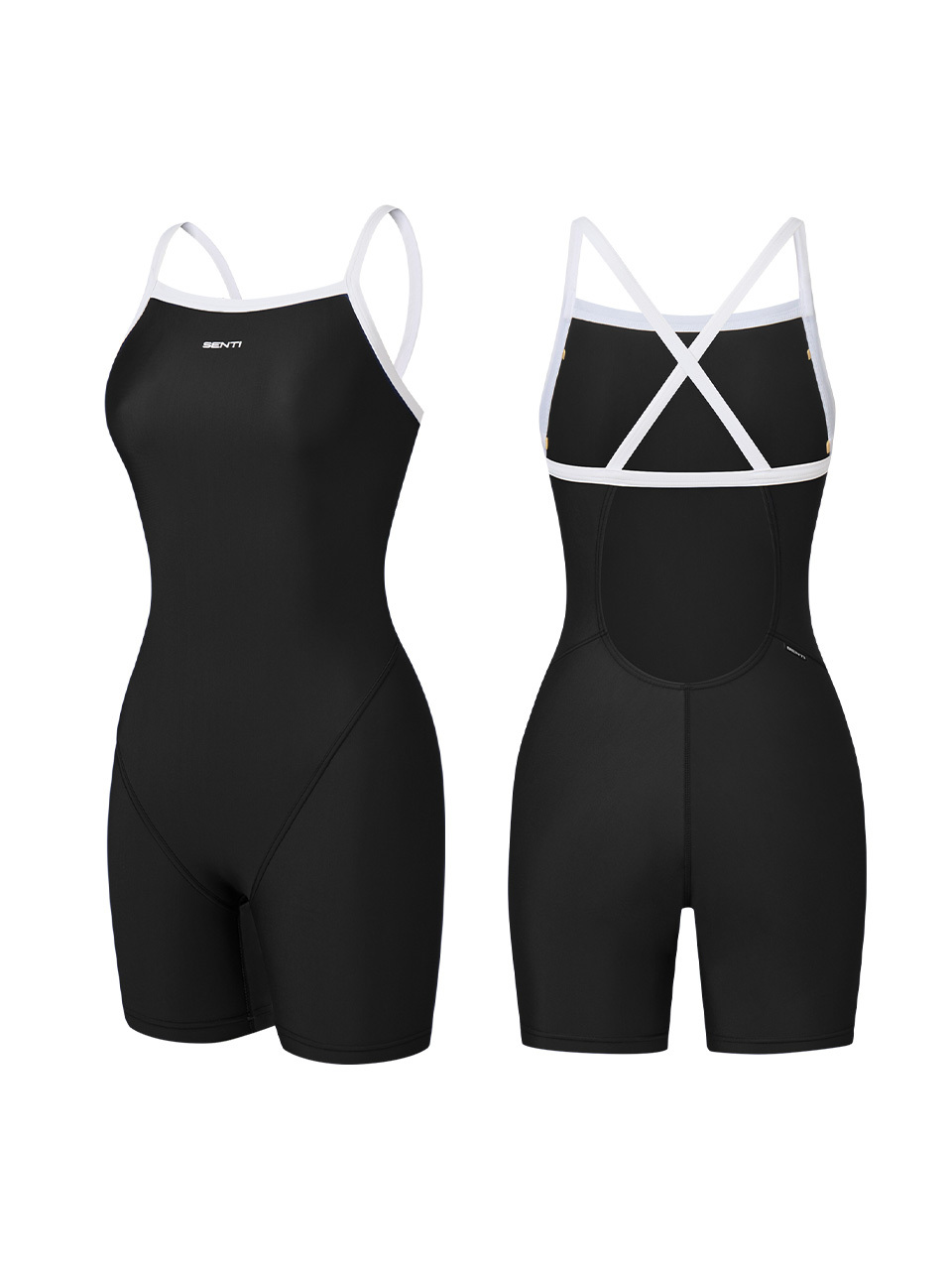 [WSAT-8102] Essential BK/WH Women's Semi-Athlete 3/10 Length