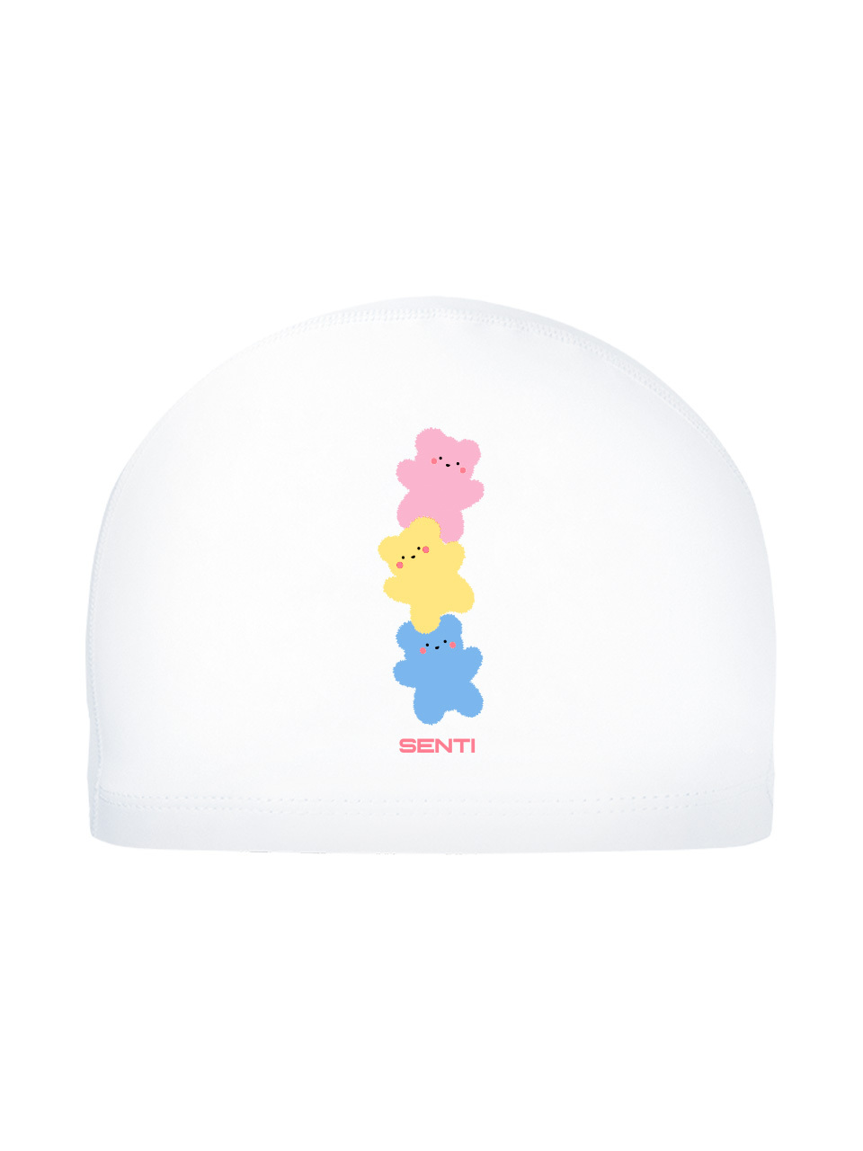 [SC-1015] Fluffy Bear WH Silicone Coating Swimming Cap
