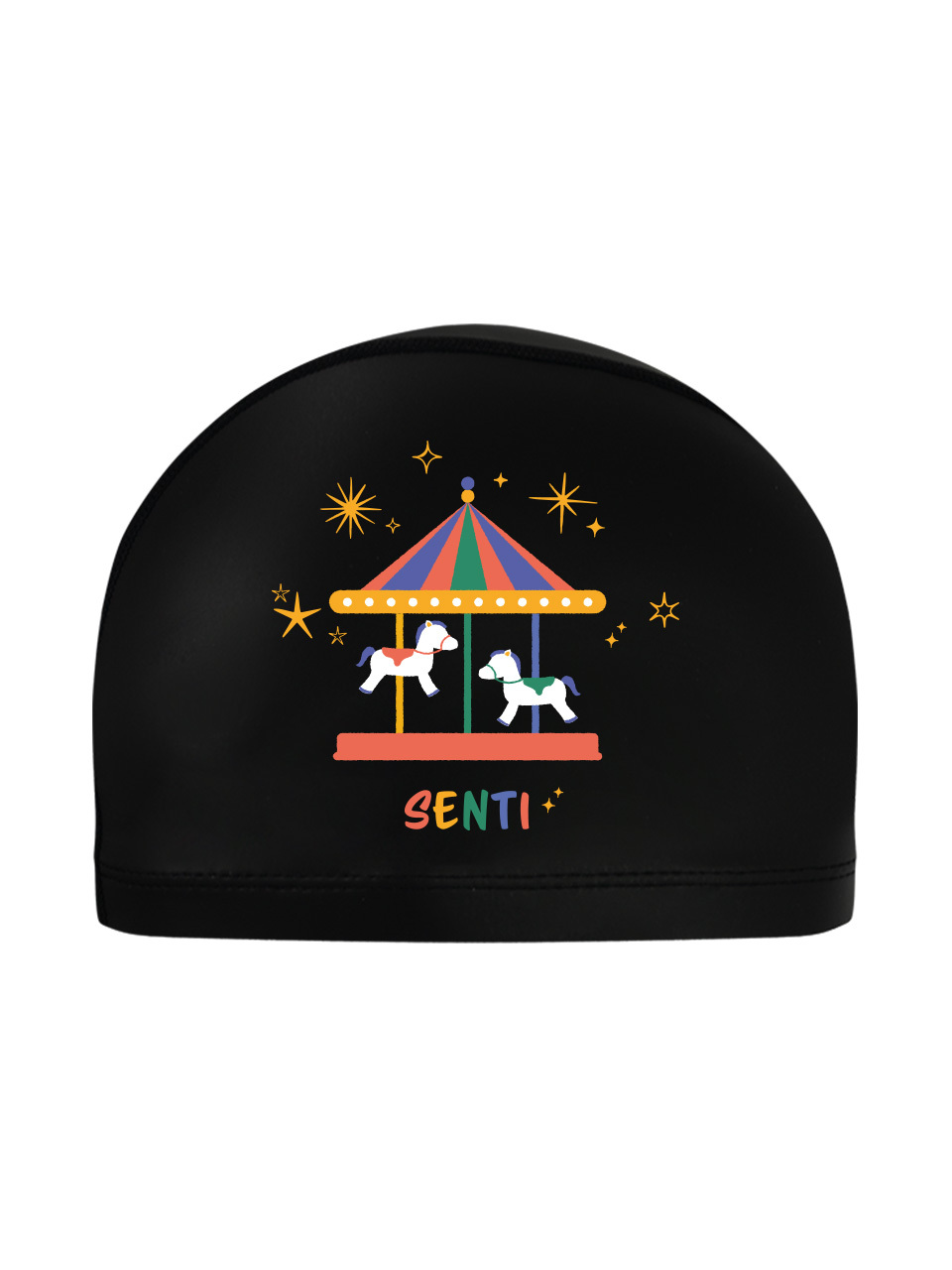 [SC-1026] Merry-go-round BK silicone-coated swimming cap