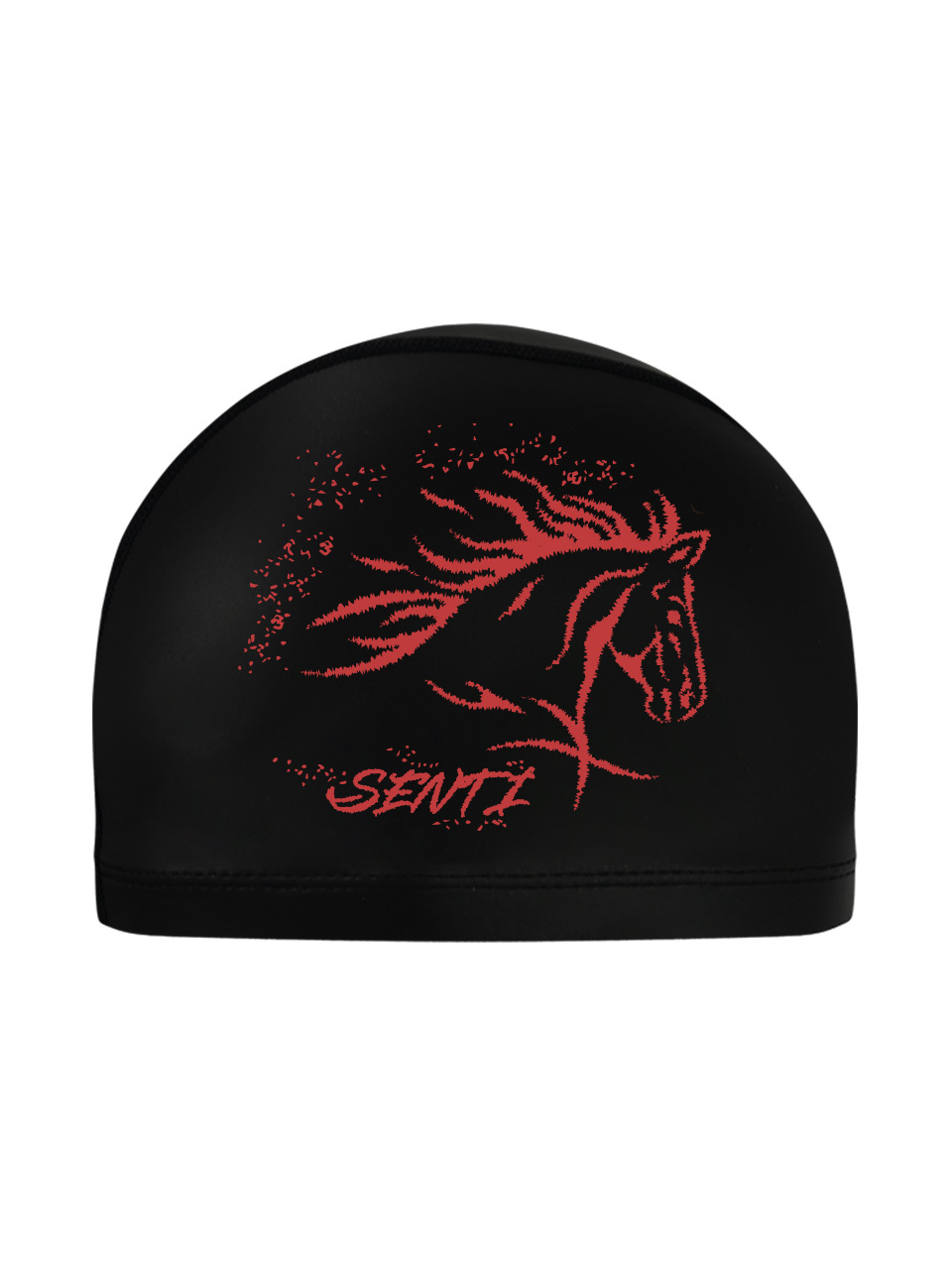 [SC-1027] Red Bronco BK Silicone Coating Swimming Cap