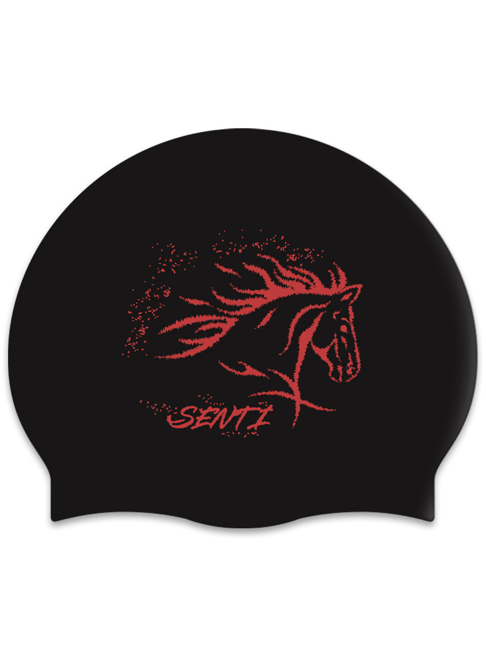 [SC-2606] Red Bronco BK Silicone Swimming Cap