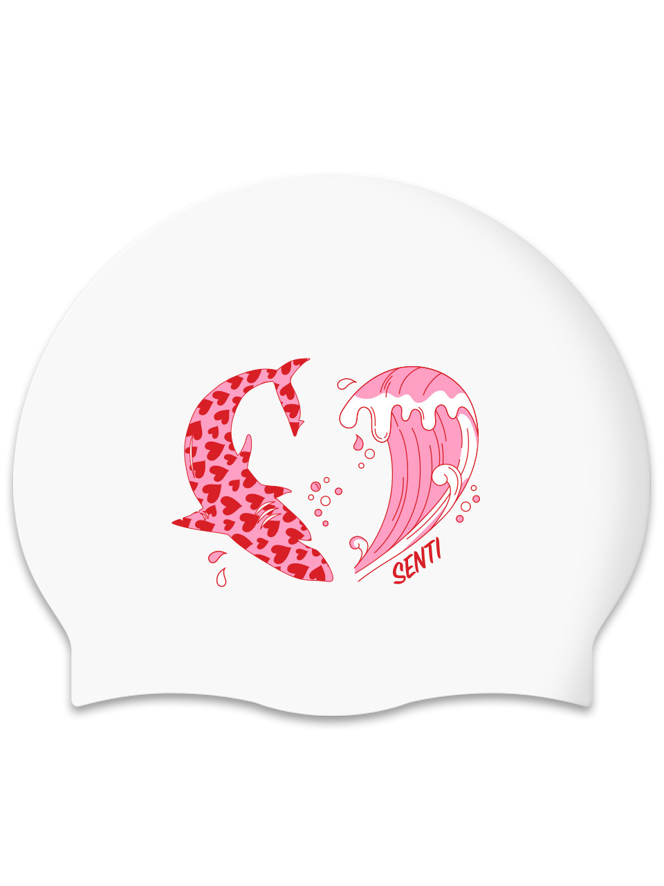 [SC-2610] Shark Heart RD Silicone Swimming Cap