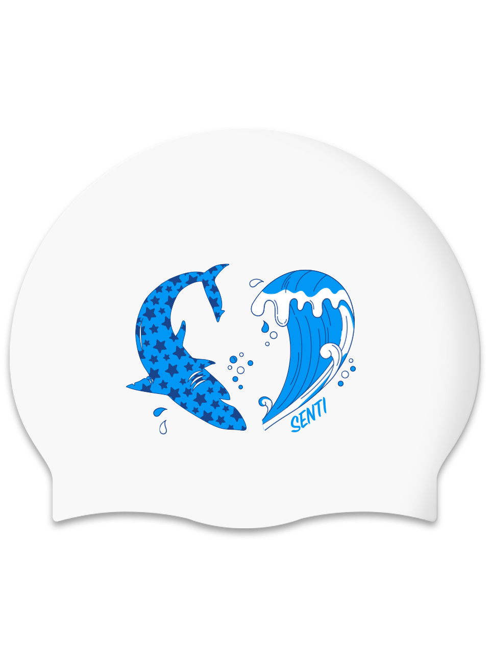 [SC-2611] Shark Heart BL Silicone Swimming Cap