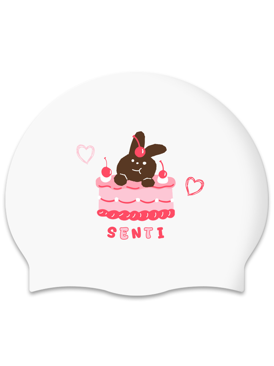 [SC-2612] Cherry Bunny Silicone Swimming Cap