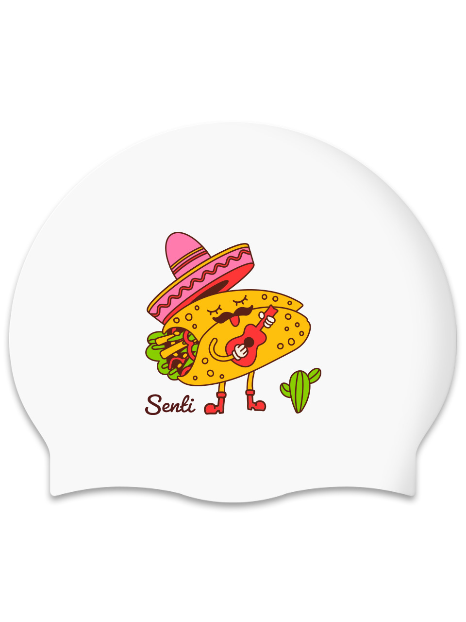 [SC-2613] Taco Boy WH Silicone Swimming Cap