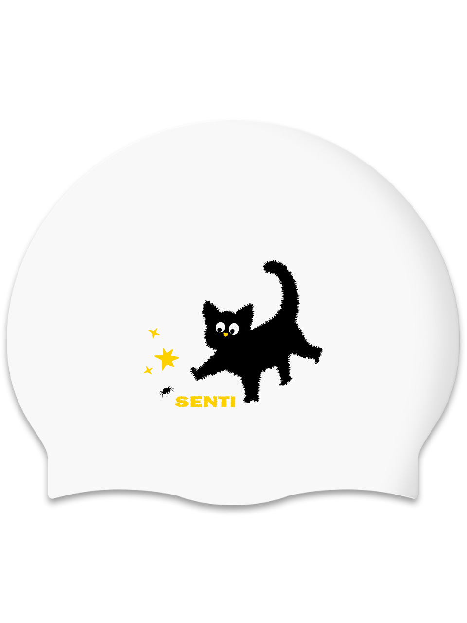 [SC-2618] Twinkle Cat WH Silicone Swimming Cap