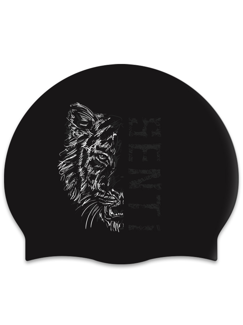 [SC-2622] SENTI Tiger BK Silicone Swimming Cap