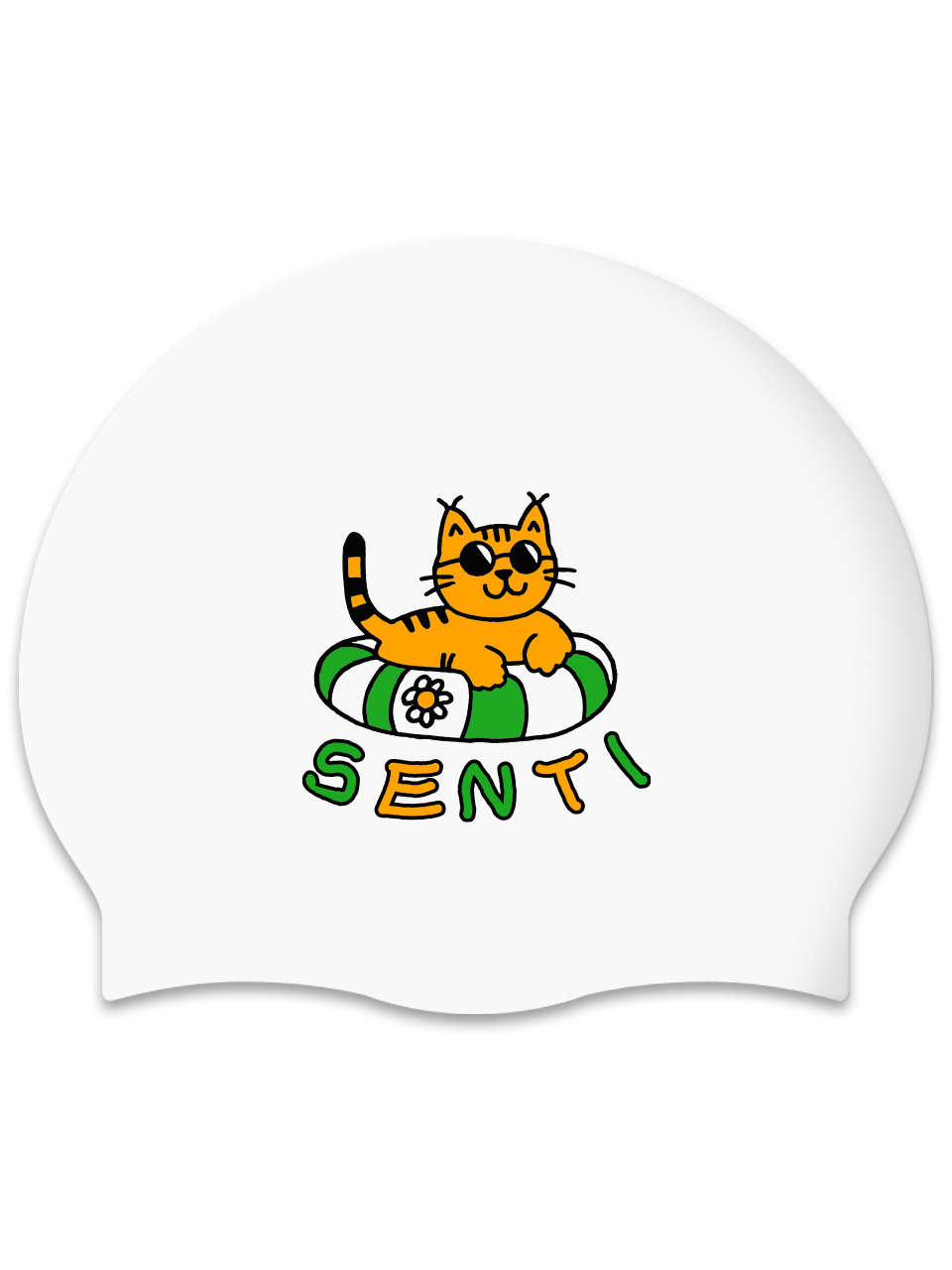 [SC-2625] Cutie Tube Cat WH Silicone Swimming Cap