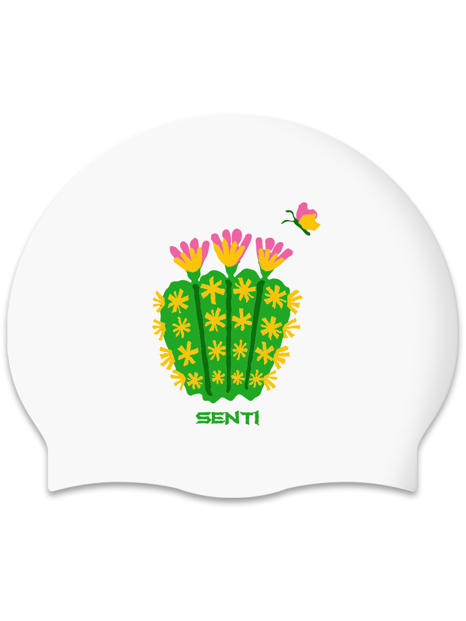 [SC-2629] Bloom Cactus WH Silicone Swimming Cap