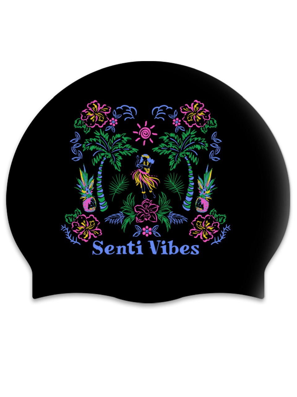 [SC-2632] Aloha Senti BK Silicone Swimming Cap