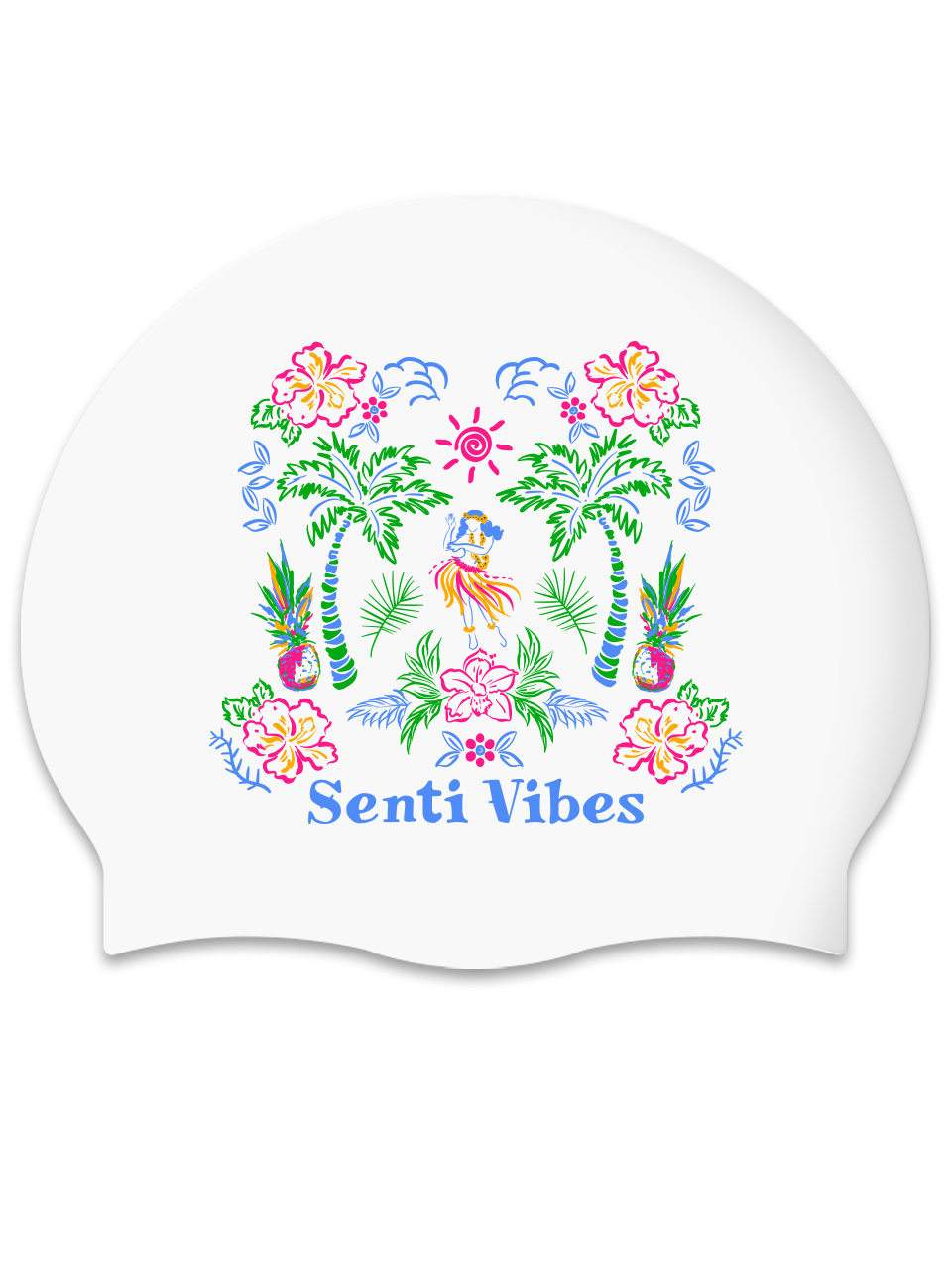 [SC-2633] Aloha Senti WH Silicone Swimming Cap
