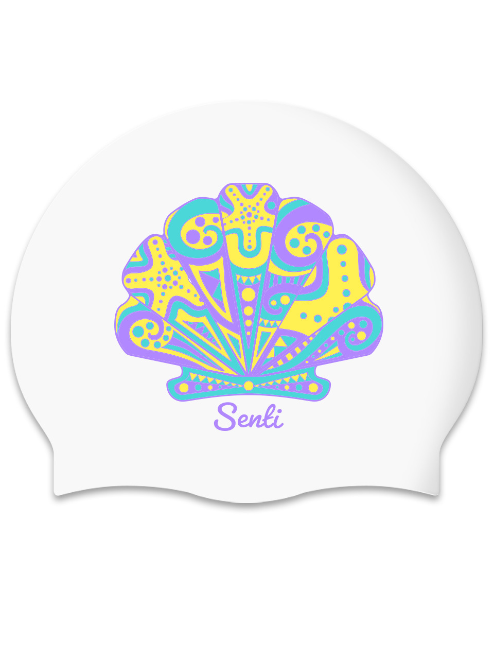 [SC-2636] Aurora Shell WH Silicone Swimming Cap