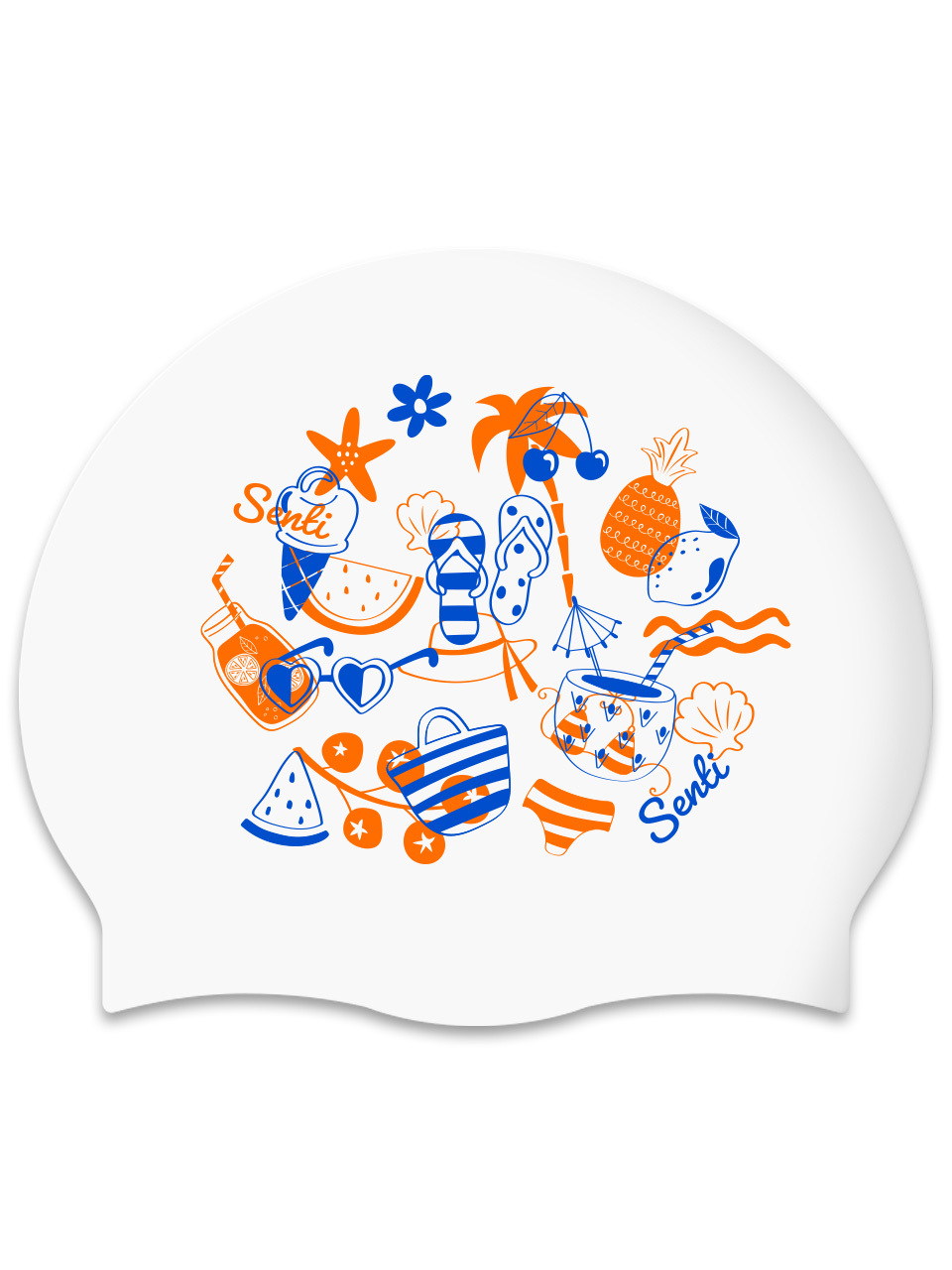 [SC-2642] Summer Vacation WH Silicone Swimming Cap