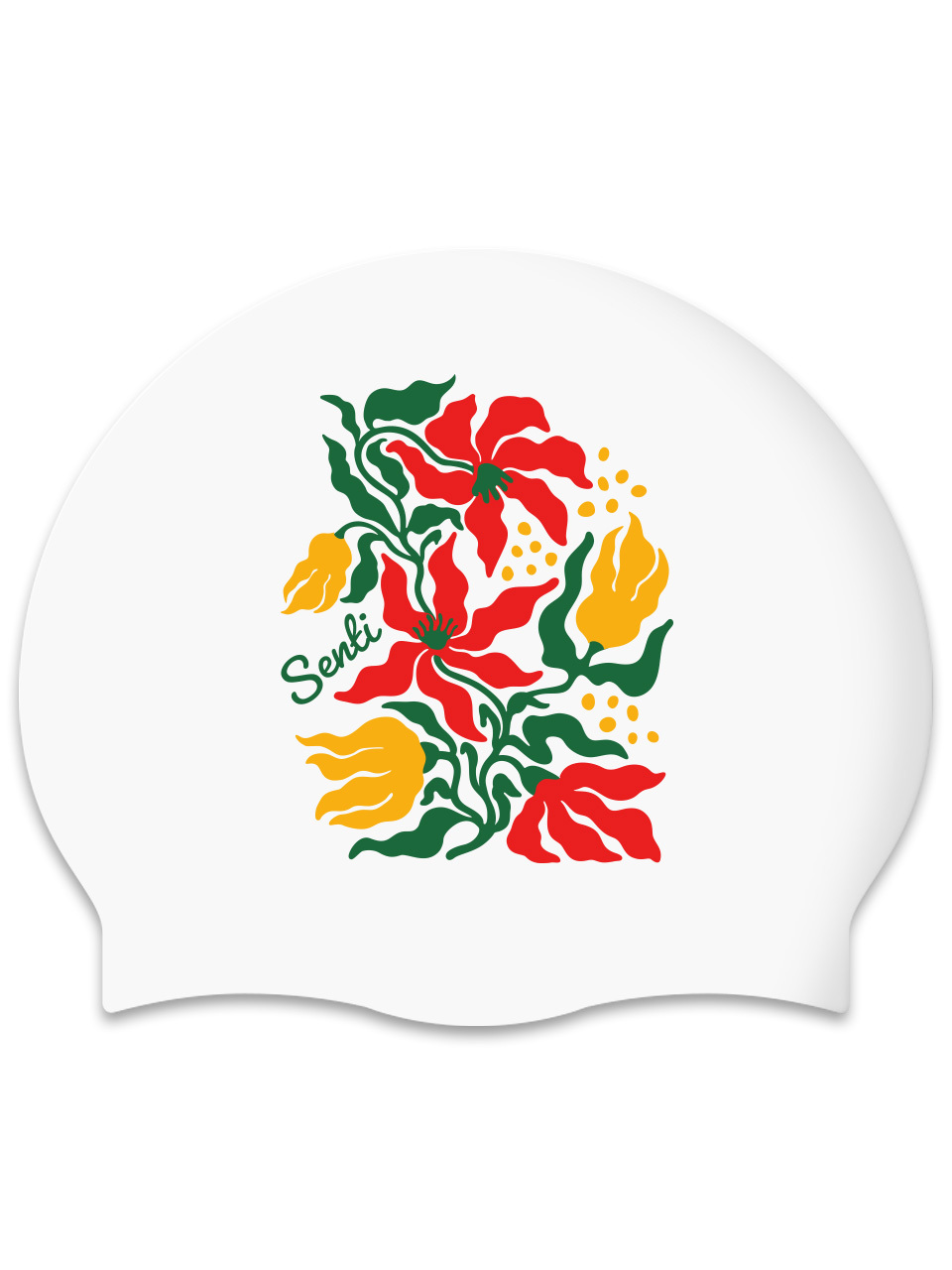 [SC-2643] Burning Petal WH Silicone Swimming Cap