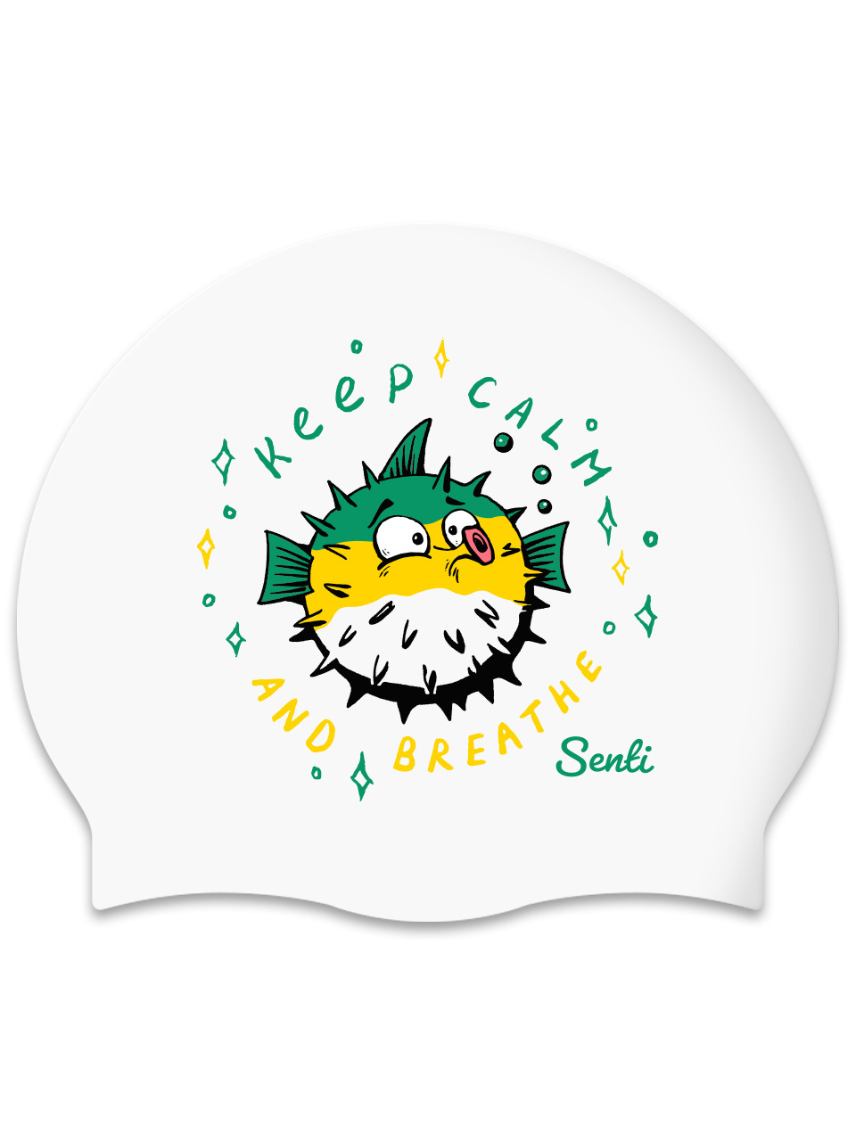 [SC-2644] Angry Puffer WH Silicone Swimming Cap