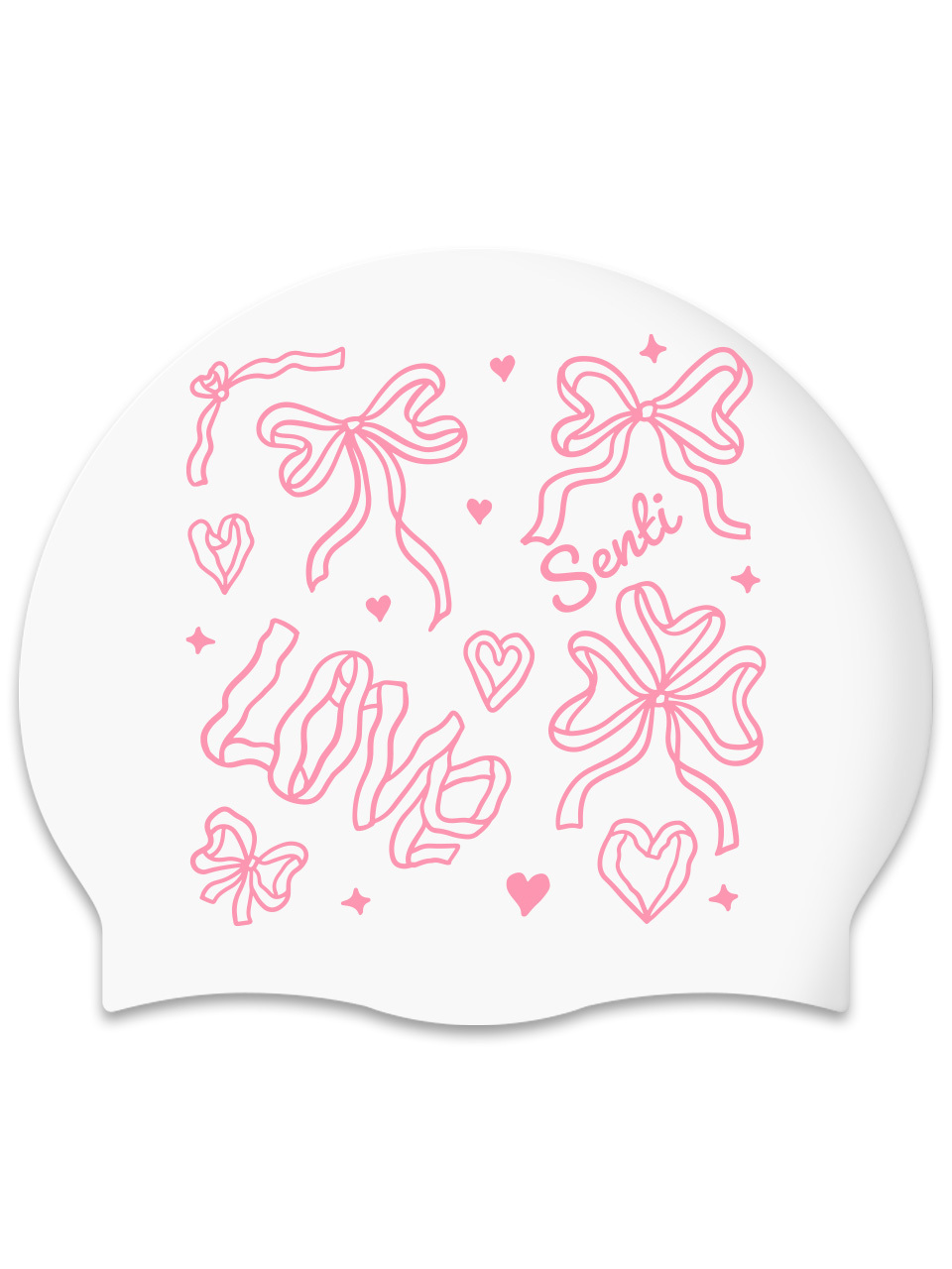 [SC-2647] Heart & Bow WH Silicone Swimming Cap