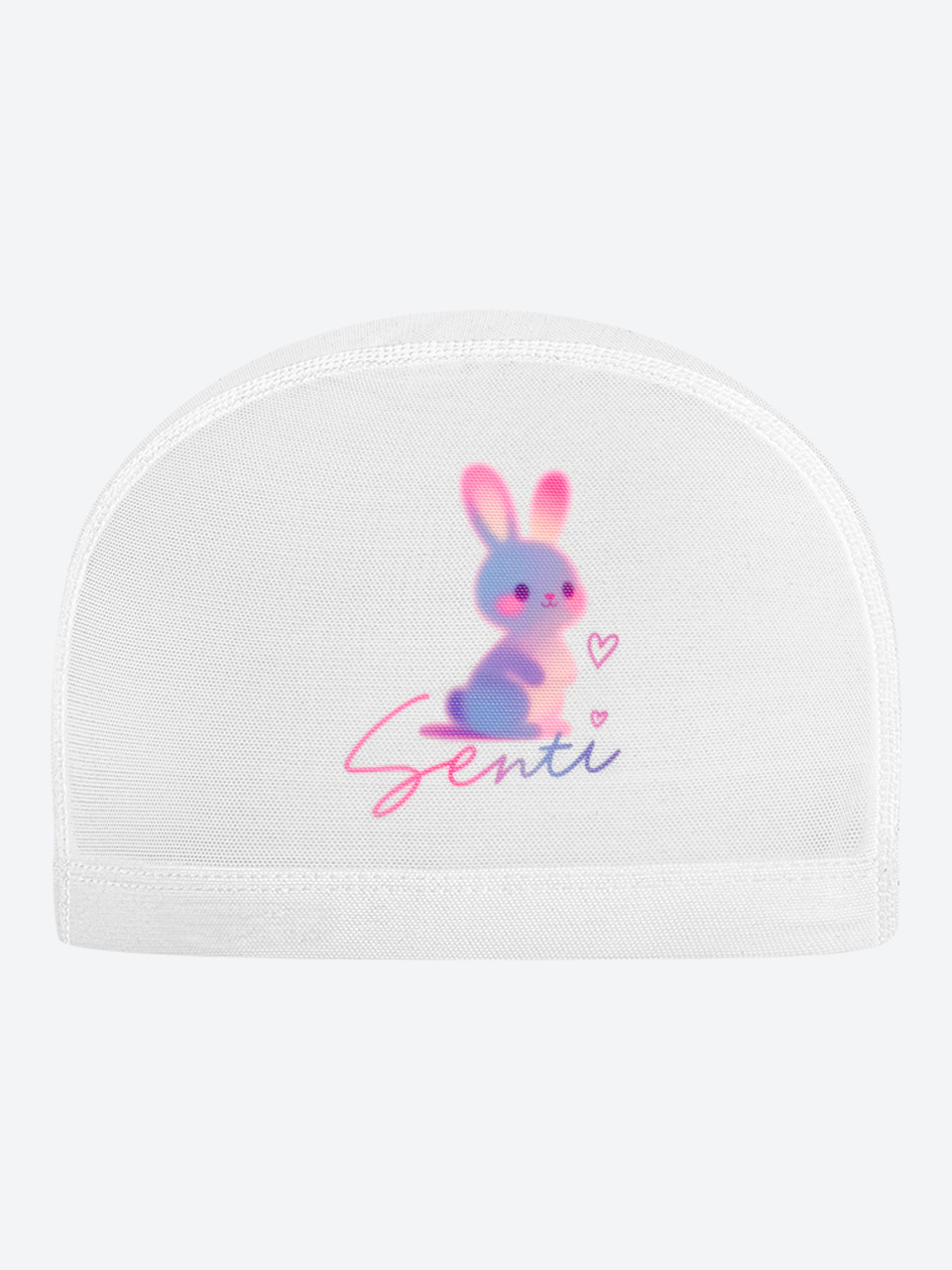 [SC-M618] Pastel Bunny WH Mesh Swimming Cap