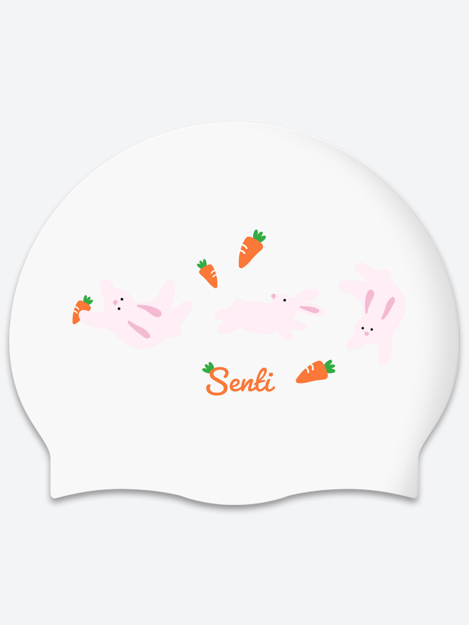 [SC-2654] Rabbit & Carat WH Silicone Swimming Cap