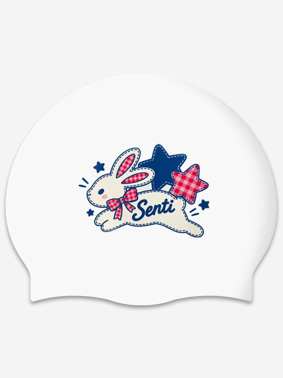 [SC-2656] Patch Rabbit WH Silicone Swimming Cap