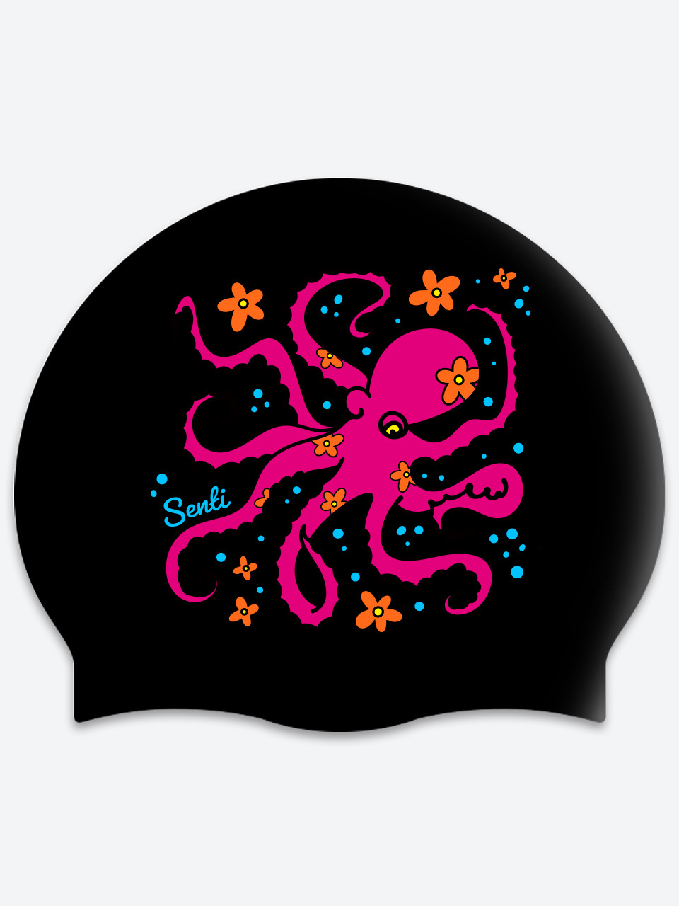 [SC-2657] Octoblooming BK Silicone Swimming Cap
